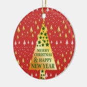 Goldener Weihnachtsbaum - Rote Landschaft Keramik Ornament (Links)