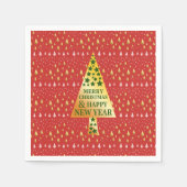 Goldener Weihnachtsbaum - Rote Landschaft Serviette (Vorderseite)