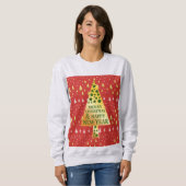 Goldener Weihnachtsbaum - Rote Landschaft Sweatshirt (Vorne ganz)