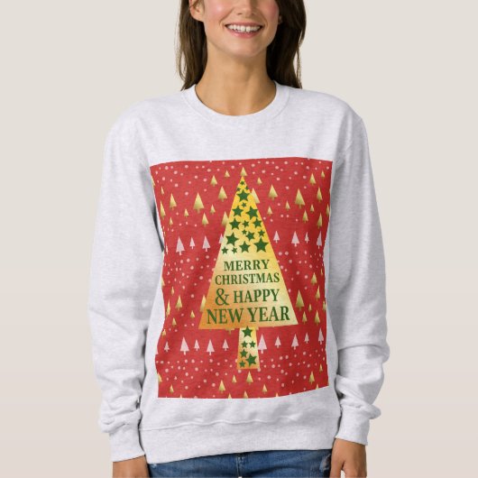 Goldener Weihnachtsbaum - Rote Landschaft Sweatshirt (Vorderseite)