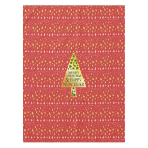 Goldener Weihnachtsbaum - Rote Landschaft Tischdecke