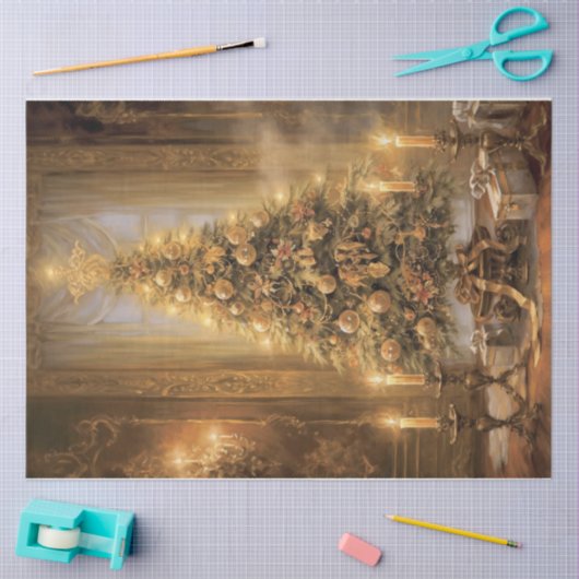 Goldener Weihnachtsbaum Seidenpapier (Basteln)