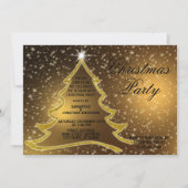 Goldener Weihnachtsbaum Sparkle Goldenes Party Einladung (Vorderseite)