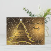 Goldener Weihnachtsbaum Sparkle Goldenes Party Einladung (Stehend Vorderseite)