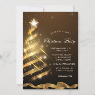 Goldener Weihnachtsbaum Stern Unternehmensweihnach Einladung