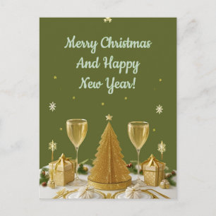 🎄 Goldener Weihnachtsbaum Winterfreude Postkarte
