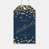 Goldener Weihnachtsfest Glitzer Confetti Navy Geschenkanhänger (Vorderseite)