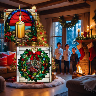 Goldener Weihnachtskerzen-Kunstglas-Effekt Keramikornament