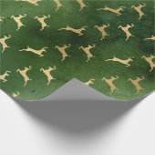 Goldener Weihnachtsmann auf Grün Geschenkpapier (Ecke)