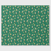 Goldener Weihnachtsmann mit goldenen Herzen Geschenkpapier (Flach)