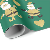 Goldener Weihnachtsmann mit goldenen Herzen Geschenkpapier (Rolleneckpunkt)