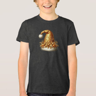 Goldener Weihnachtsmannhut Jungen T-Shirt Tri-Blend Shirt