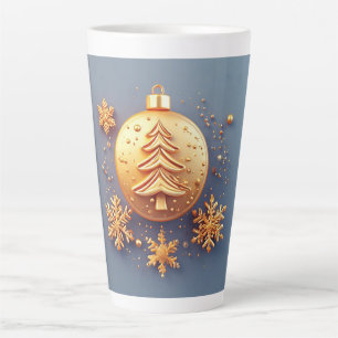Goldener Weihnachtsschmuck mit Schneeflocken Milchtasse