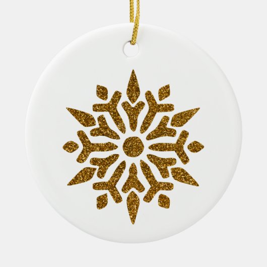 Goldener Weihnachtsschneeflockenstar Keramik Ornament (Vorne)