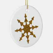 Goldener Weihnachtsschneeflockenstar Keramik Ornament (Rechts)