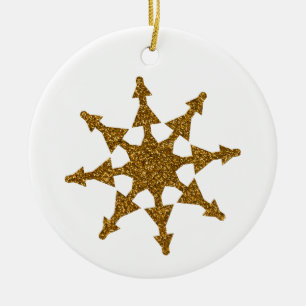 Goldener Weihnachtsschneeflockenstar Keramik Ornament