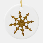 Goldener Weihnachtsschneeflockenstar Keramik Ornament (Hinten)