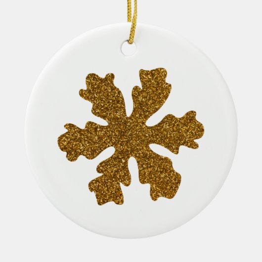 Goldener Weihnachtsschneeflockenstar Keramik Ornament (Vorne)
