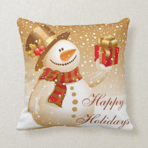 Goldener Weihnachtsschneemann Kissen