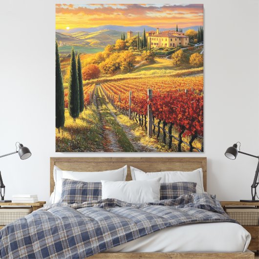 Goldener Weinwanderweg - Toskana Premium Leinwand (Insitu (Schlafzimmer))
