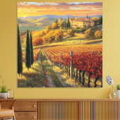 Goldener Weinwanderweg - Toskana Premium Leinwand (Insitu (Wohnzimmer))