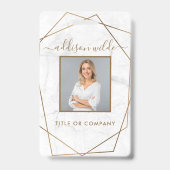 Goldener weißer Marmor Modernes Foto ID Ausweis (Vorderseite)