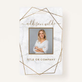 Goldener weißer Marmor Modernes Foto ID Ausweis (Vorderseite)