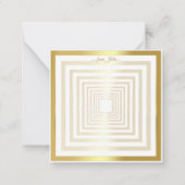 Goldener weißer Quadrat eleganter 3D-Effekt Mitteilungskarte (Rückseite)