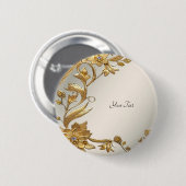 Goldener Wellenförmiger Blätter Blumenknopf Button (Vorne & Hinten)