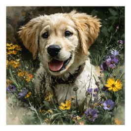 Goldener Welpen Wildblume Freude Fotodruck
