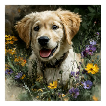 Goldener Welpen Wildblume Freude