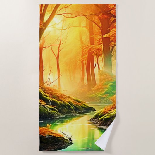 Goldener Whisper vom Herbst Strandtuch (Vorderseite)