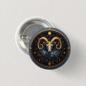 Goldener Widder-Zodiakschild Button (Vorne & Hinten)