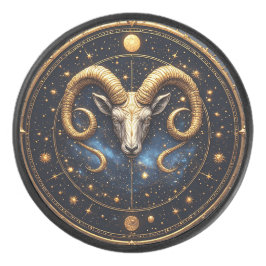 Goldener Widder-Zodiakschild Eishockey Puck