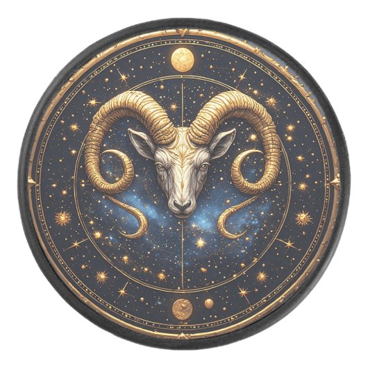Goldener Widder-Zodiakschild Eishockey Puck (Vorderseite)