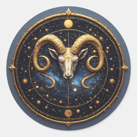 Goldener Widder-Zodiakschild Runder Aufkleber (Vorderseite)