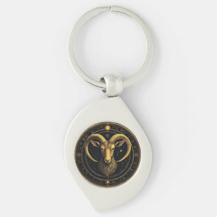 Goldener Widder-Zodiakschild Schlüsselanhänger