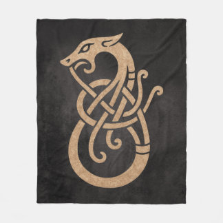 Goldener Wikinger-Schlangenknoten-Symbol Fleecedecke