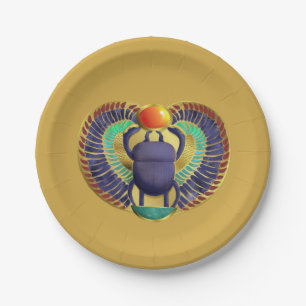 Goldener Winged Scarabäus Pappteller