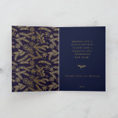 Goldener Winterbrand Blau Feiertagskarte (Innenseite)