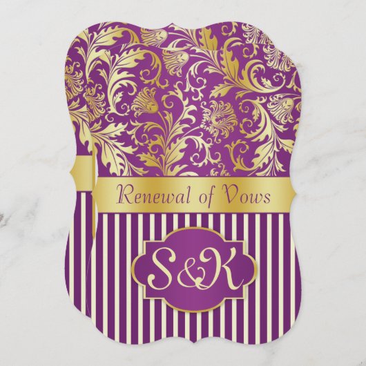 Goldener Wirbel auf lila Erneuerung der Einladung (Vorne/Hinten)