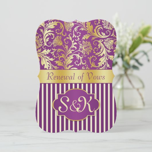 Goldener Wirbel auf lila Erneuerung der Einladung (Stehend Vorderseite)