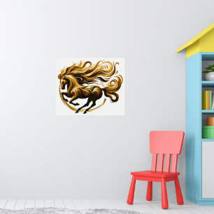Goldener Wirbelwind – Regales Pferd in Bewegung Poster