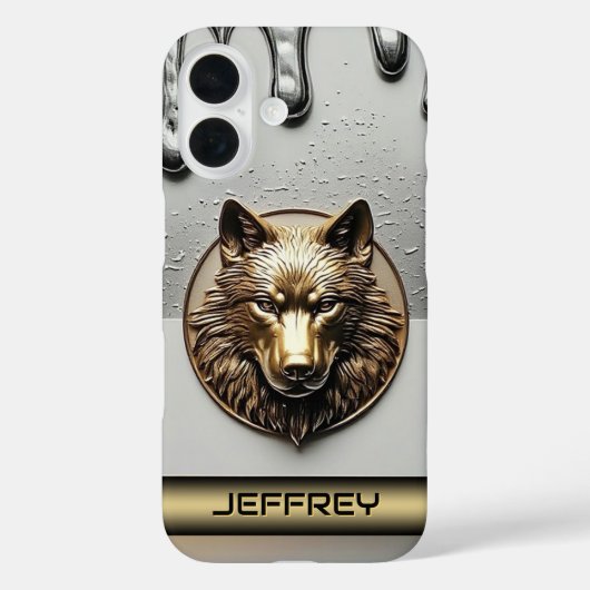 Goldener Wolf mit individuellem Namen 🐺 Case-Mate iPhone Hülle (Rückseite)