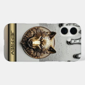 Goldener Wolf mit individuellem Namen 🐺 Case-Mate iPhone Hülle (Rückseite (Horizontal))
