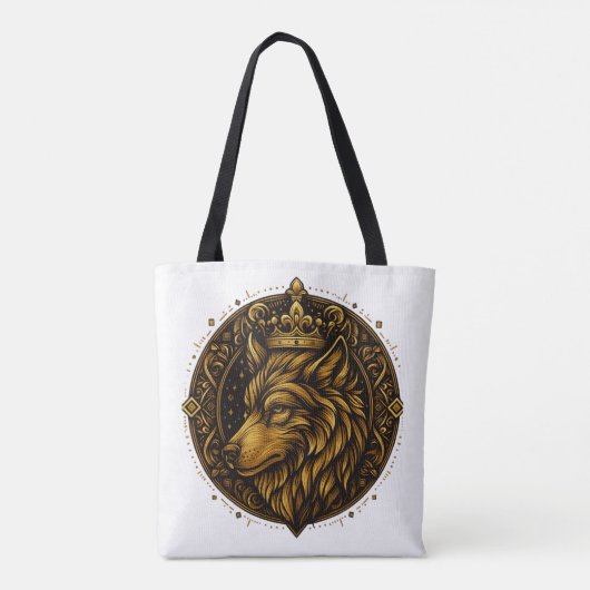 Goldener Wolf mit Kronen-Design-Hemden Tasche (Rückseite)