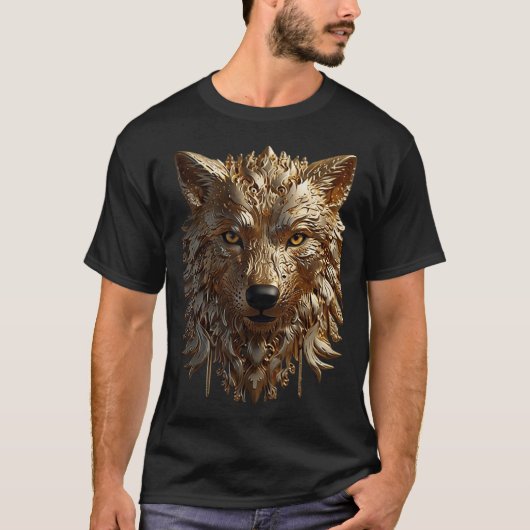Goldener Wolf T-Shirt (Vorderseite)