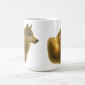 Goldener Wolfgeist – Double-Exposure-Waldkunst Kaffeetasse (Mittel)