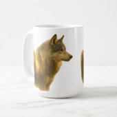Goldener Wolfgeist – Double-Exposure-Waldkunst Kaffeetasse (Vorderseite Links)