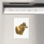 Goldener Wolfgeist – Double-Exposure-Waldkunst Magnet (In Situ (Geschirrspüler))
